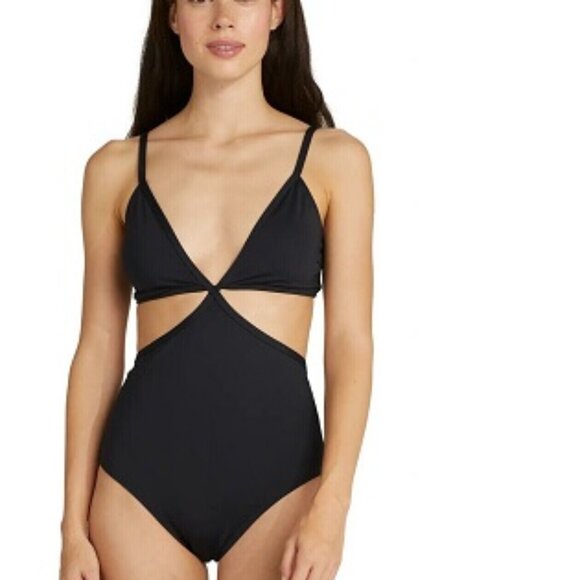KATE SPADE MARCO ISLAND CUT OUT V- NECK 1PC BLACK SWIMSUIT SZ SMALL NWT! - Picture 1 of 3